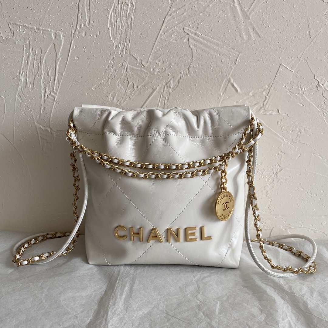 CC Inspired 22 MINI HANDBAG Calfskin & Sier Metal White - Bag - Gorchic - $161.99