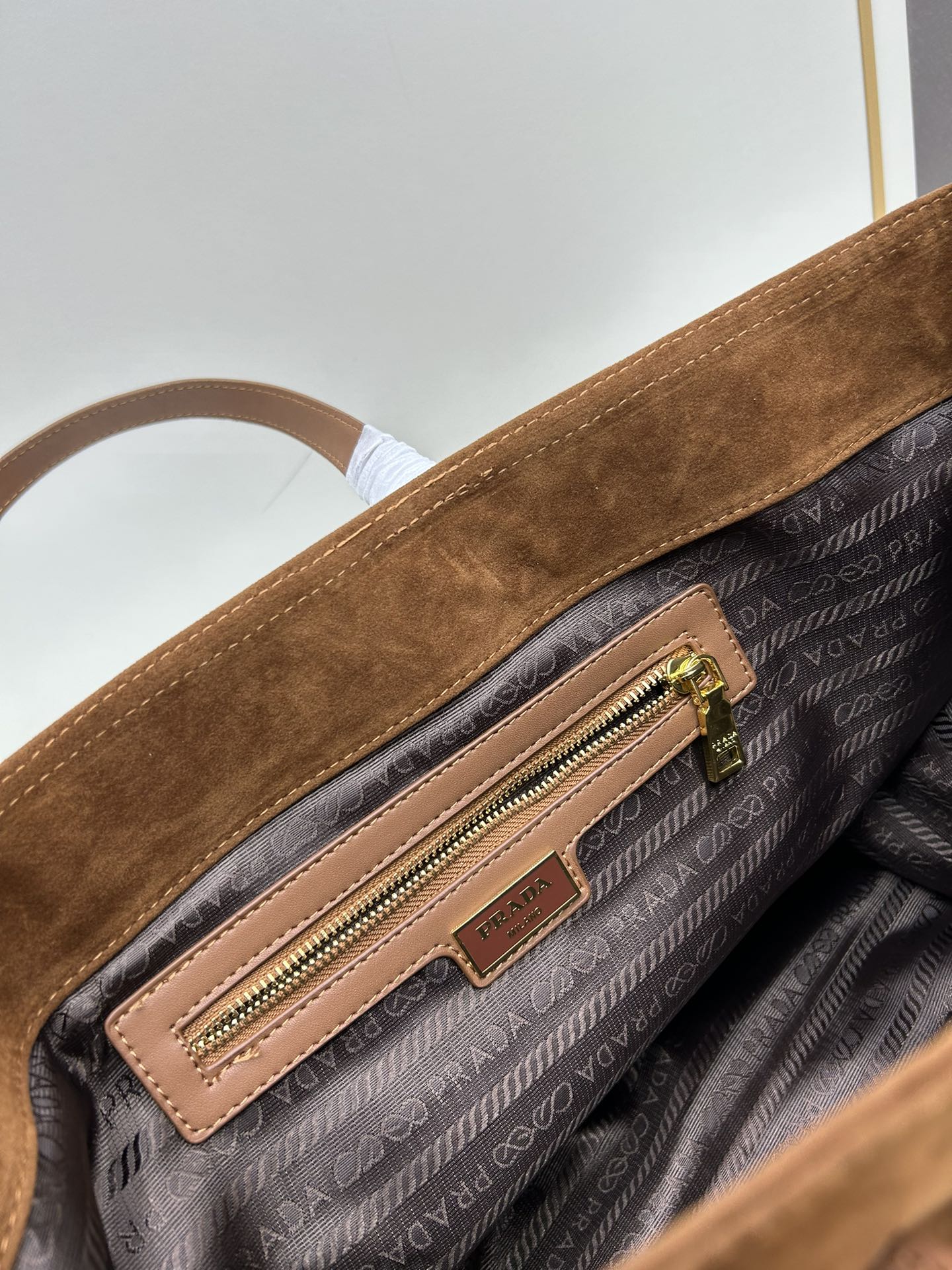 Saffiano texture Suede Large Brown Tote - Gorchic - $146.99