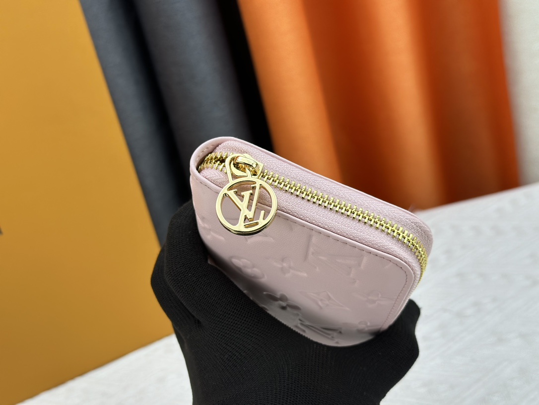 Designer Monogram  Zippy Wallet Vertical Canvas Wallet-Pink In Embossed Wallet - Gorchic - $52.99