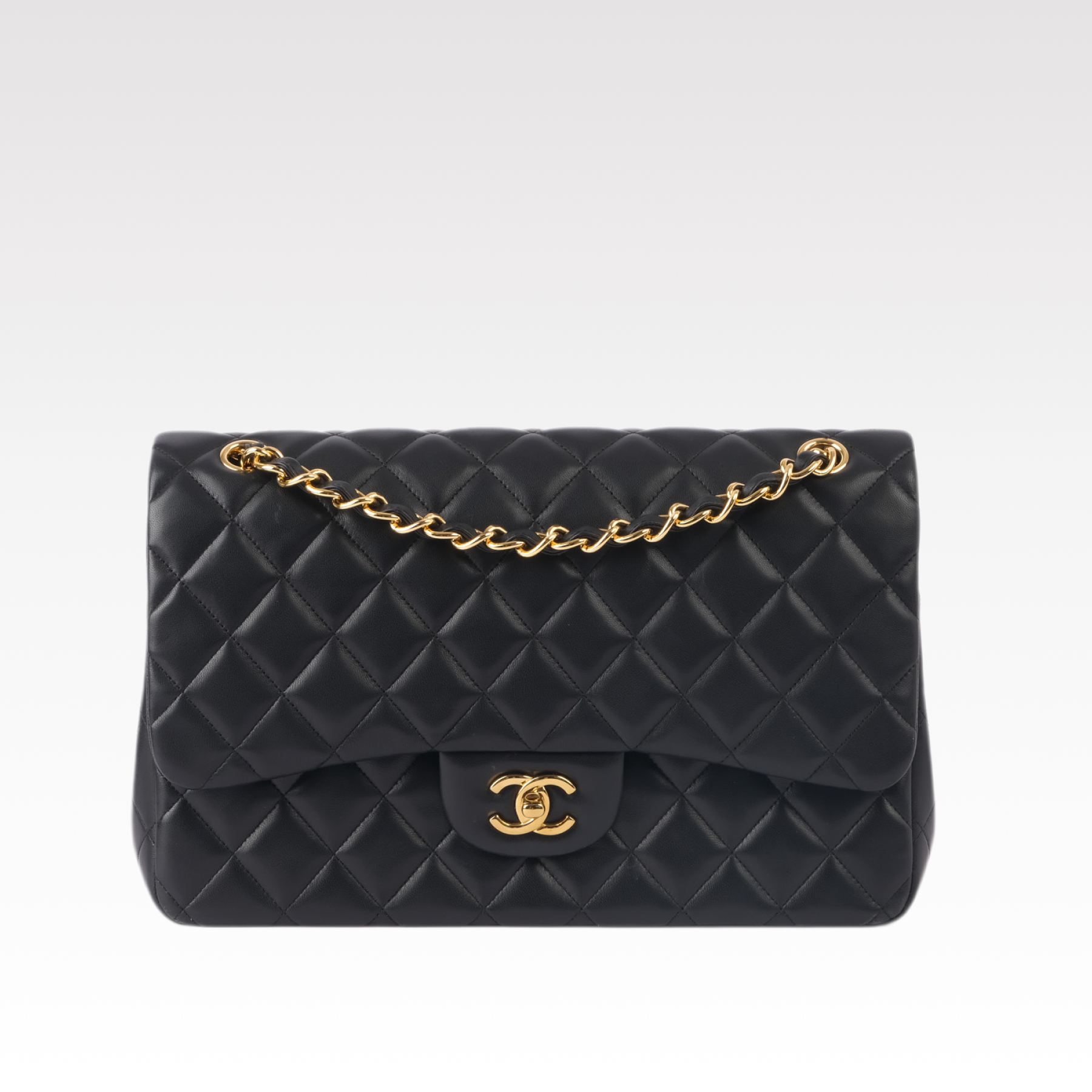 CC Inspired Classic Double Flag Bag Black Leather Golden Hardware Shoulder Bag - Gorchic - $125.99
