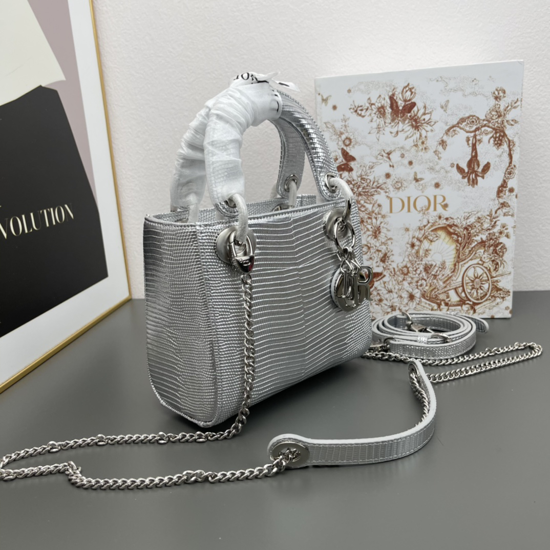 D Inspired lady bag 17cm lizard bag-Sier - Bag - Gorchic - $158.99