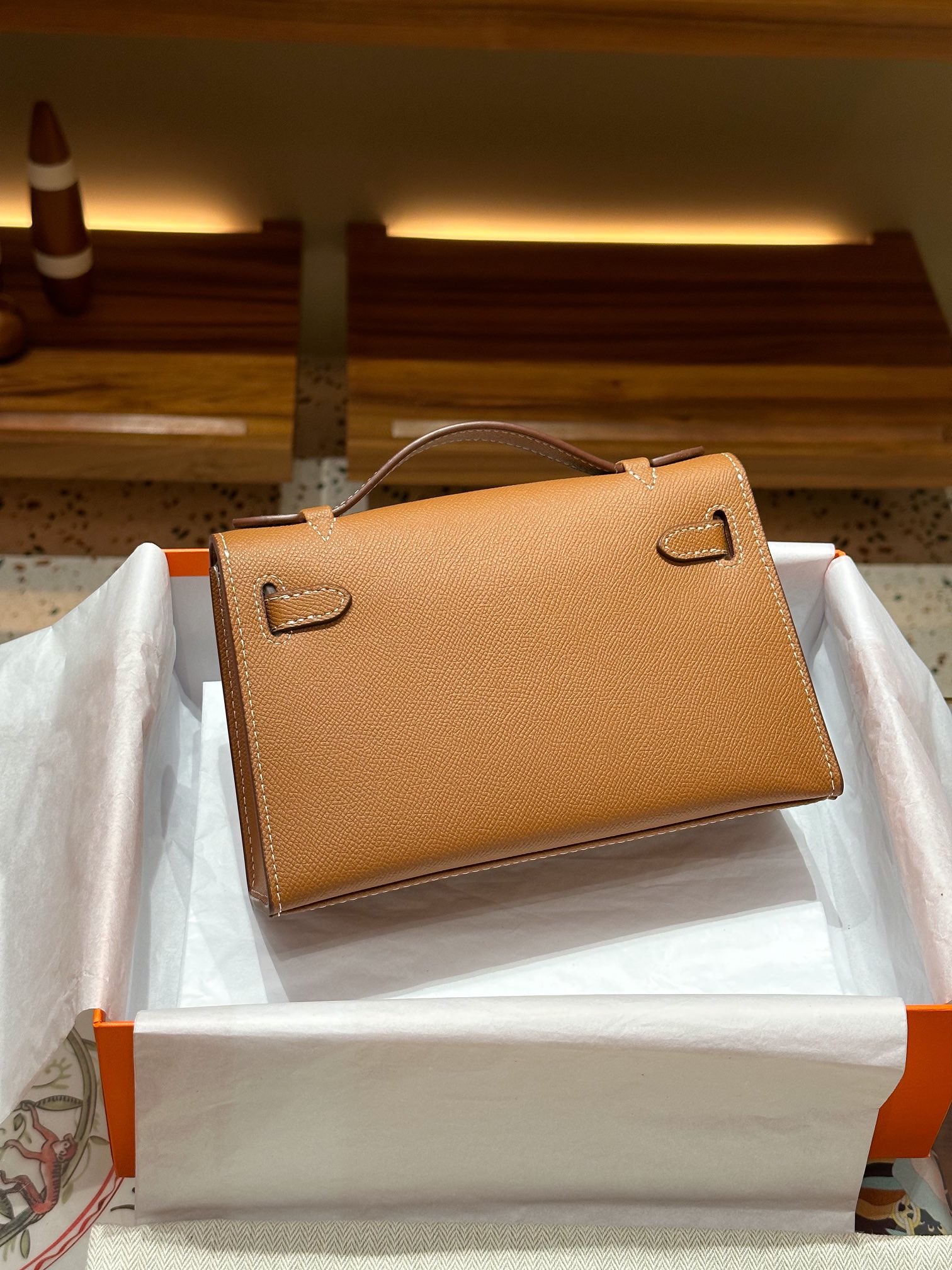 H-Inspired Kelly Mini 1st Kelly Pochette Generation Epsom Palm Leather-Golden Brown - Gorchic - $143.99