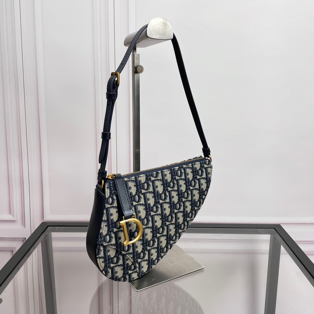 D Inspired Saddle Rodeo Pouch  Blue D Inspired Oblique Jacquard - Bag - Gorchic - $148.99