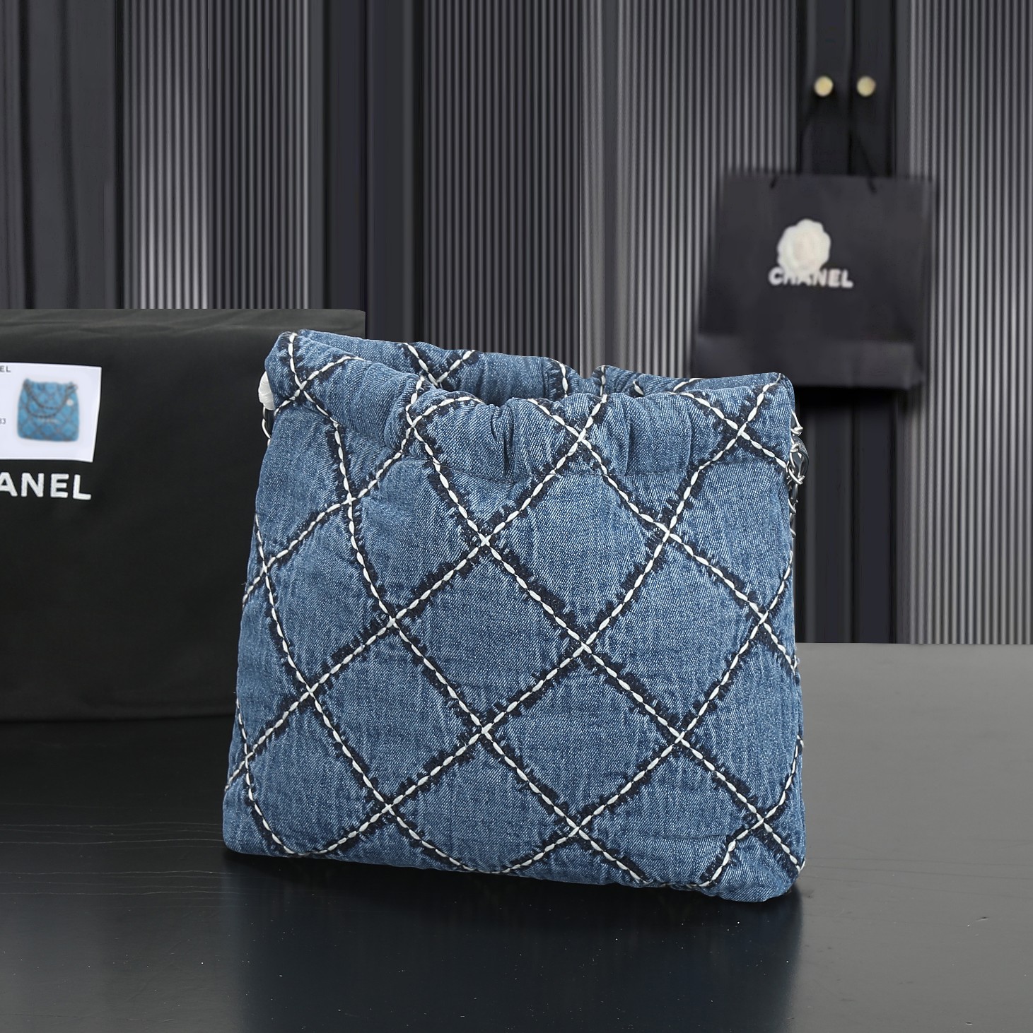 CC Inspired Stitched Denim Quilted CC Inspired 22 Blue - Bag - Gorchic - $129.99