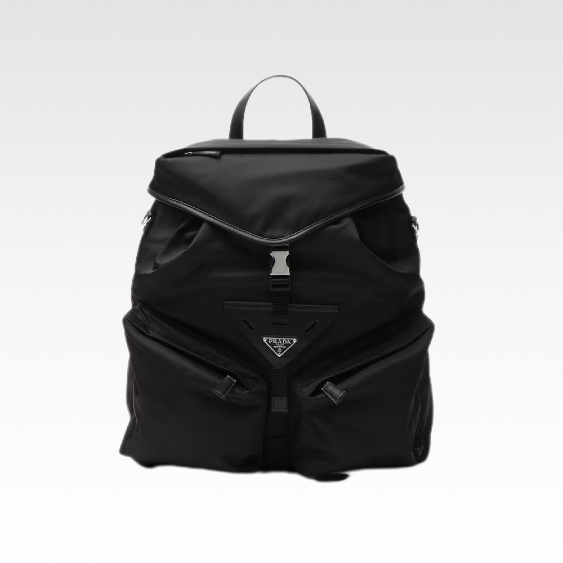 Saffiano texture Re-Nylon and leather backpack Black Bag - Gorchic - $157.99