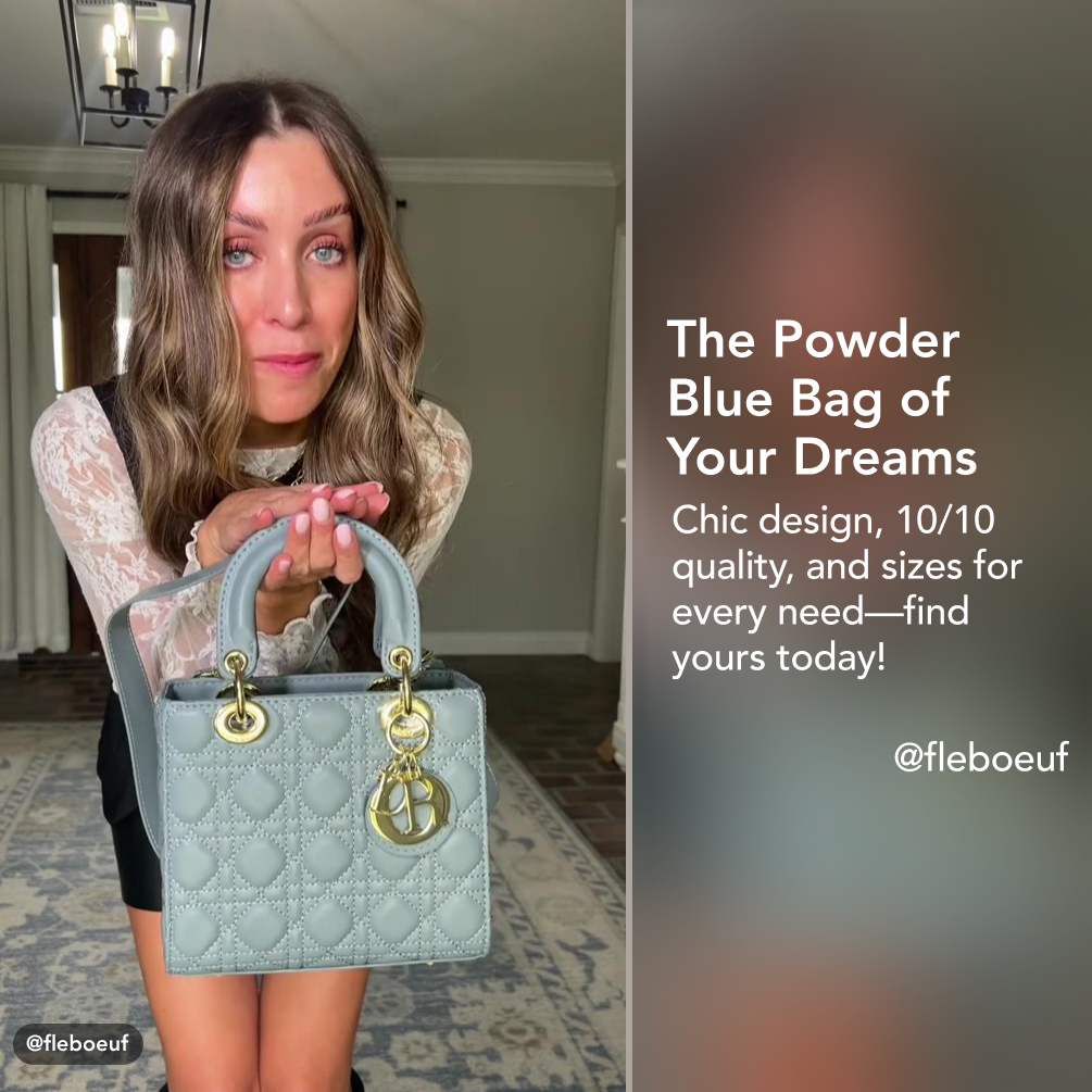 D Inspired Small Lady D Inspired Bag Blue Cannage Calfskin Golden Hardware - Bag - Gorchic - $144.99