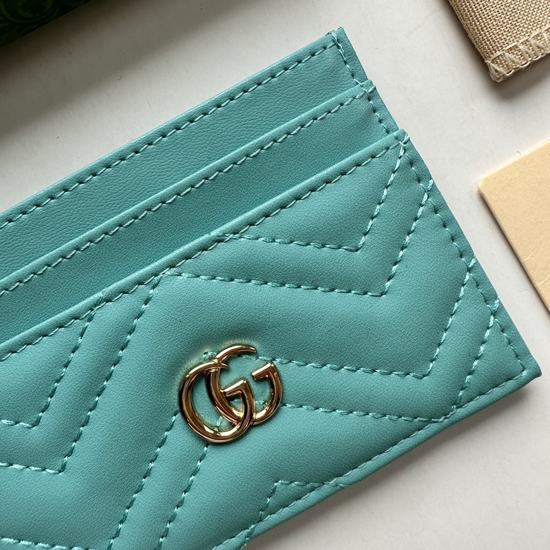 Double-G GG Marmont card case teal leather-wallet - Gorchic - $39.99