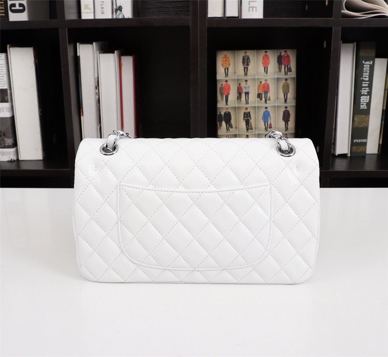 CC Inspired Classic Double Flap Bag White Sier Hardware - Bag - Gorchic - $122.99