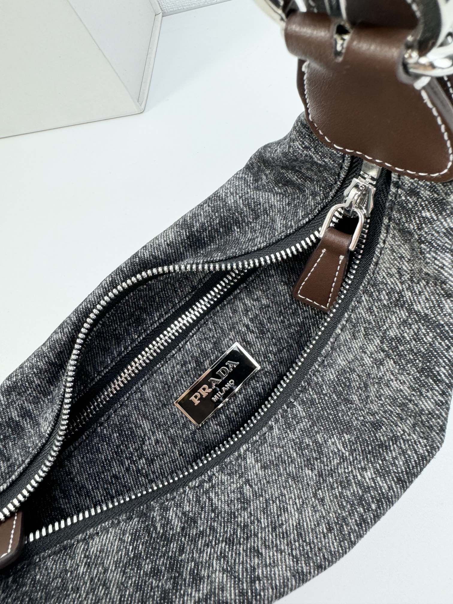 Saffiano texture Re-edition 2005 Crossbody Mini Bag Black Denim - Bag - Gorchic - $119.99