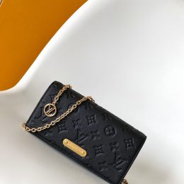 Designer Monogram Empreinte Monogram Leather Black Wallet On Chain Lily - Bag - Gorchic - $129.99