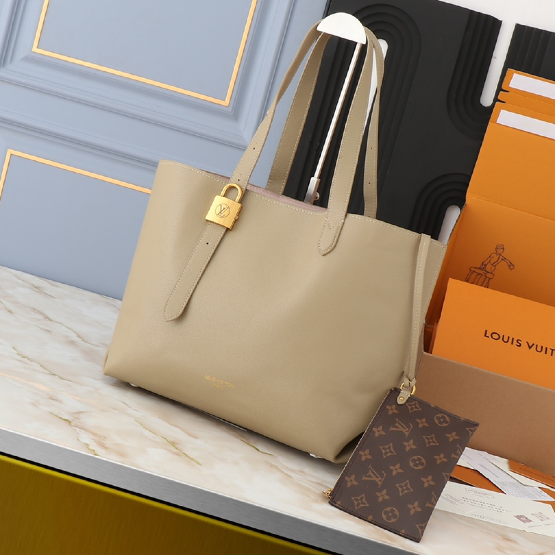 Designer Monogram Low Key Cabas MM Beige - Bag - Gorchic - $134.99