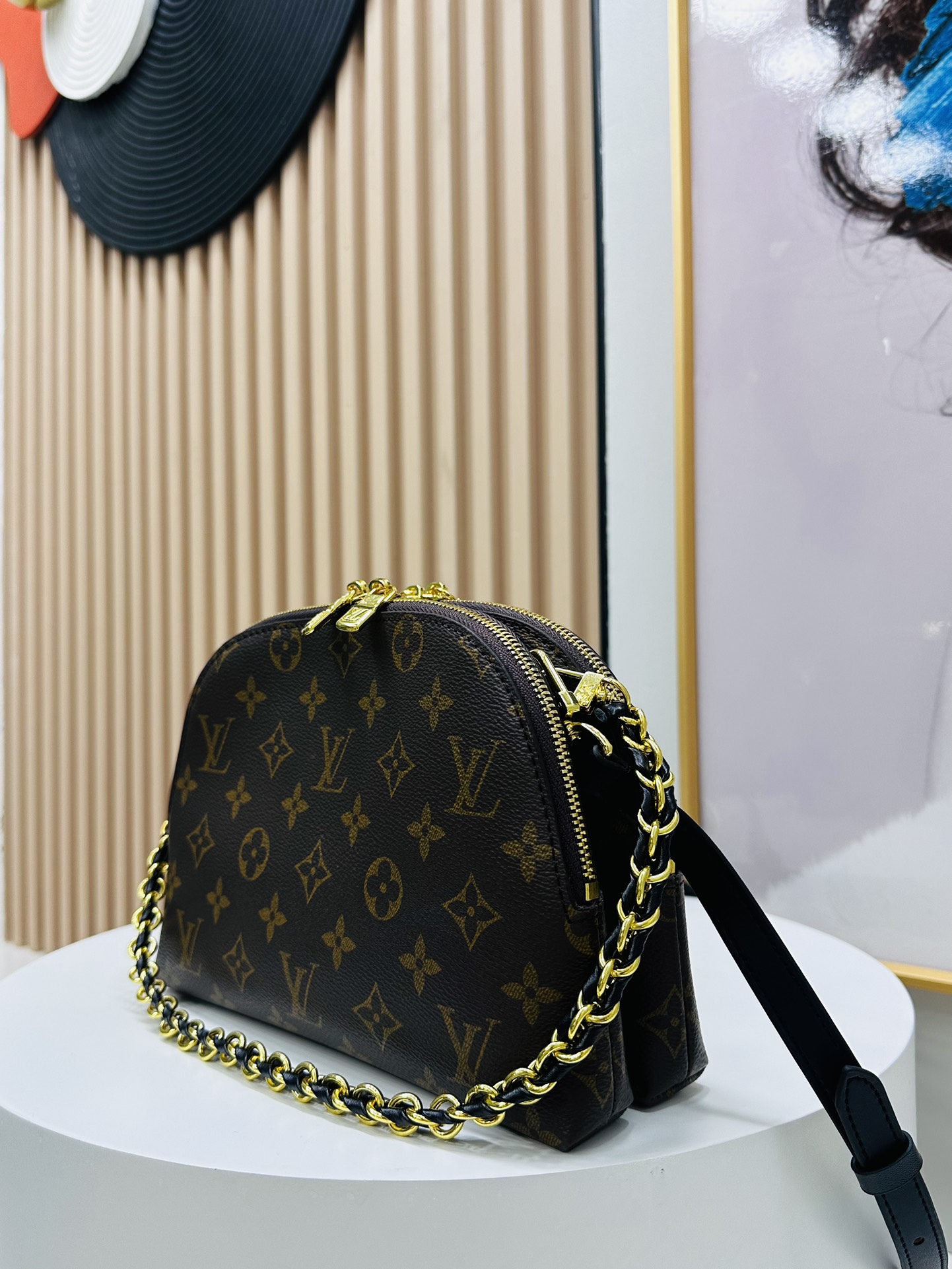 Designer Monogram Alma Black Leather Bag - Gorchic - $123.99