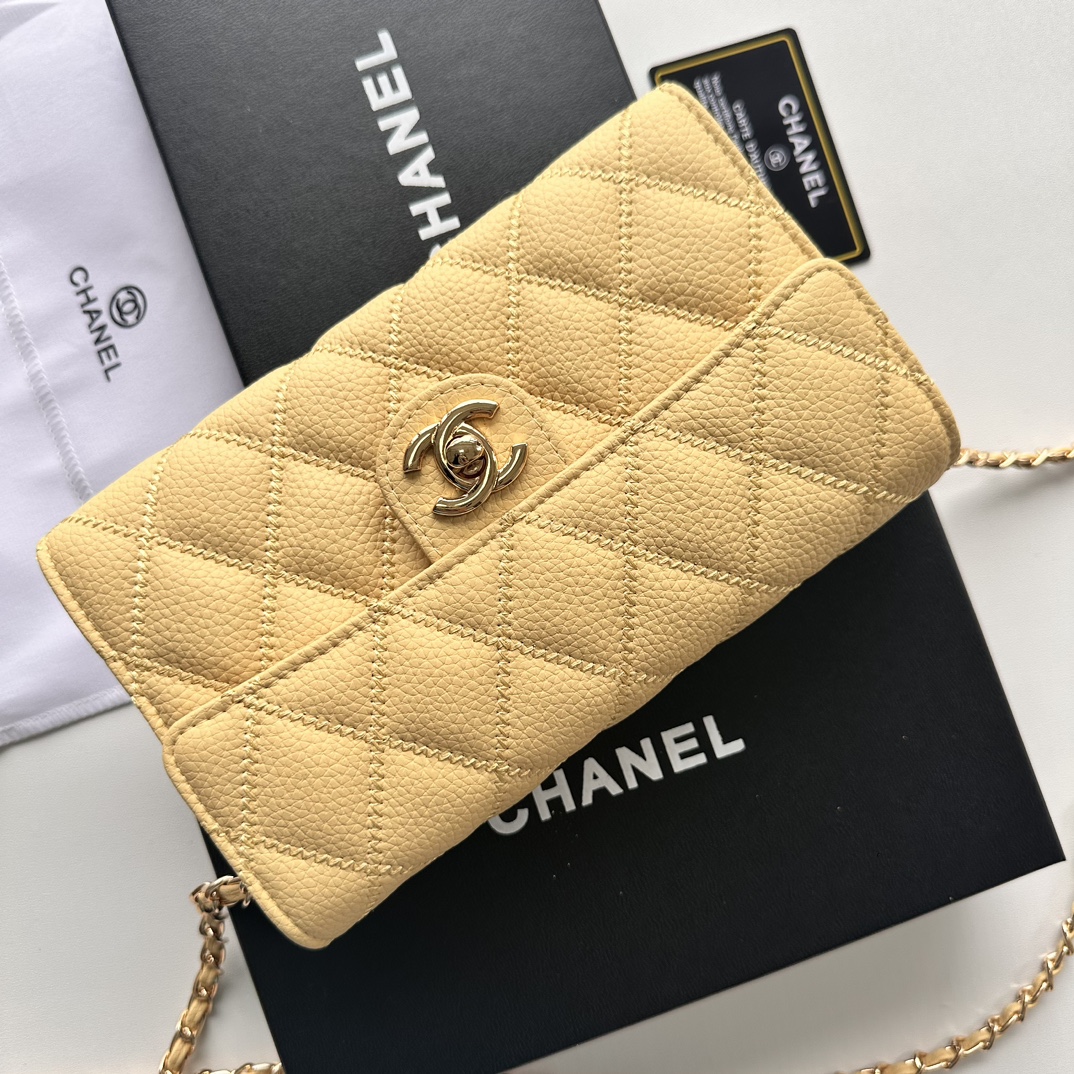 CC Inspired Chain Shoulder Crossbody Small Bag - Yellow Bag - Gorchic - $101.99