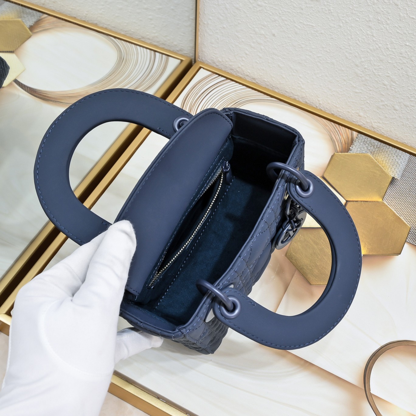 D Inspired Mini Lady D Inspired Bag Blue Ultramatte Calfskin - Bag - Gorchic - $138.99