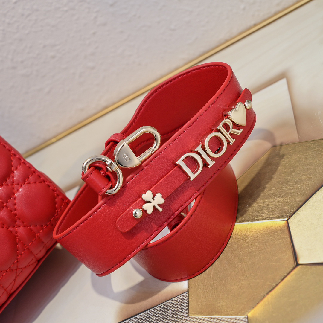 D Inspired Small Lady D Inspired Bag Red Cannage Calfskin Golden Hardware - Bag - Gorchic - $144.99