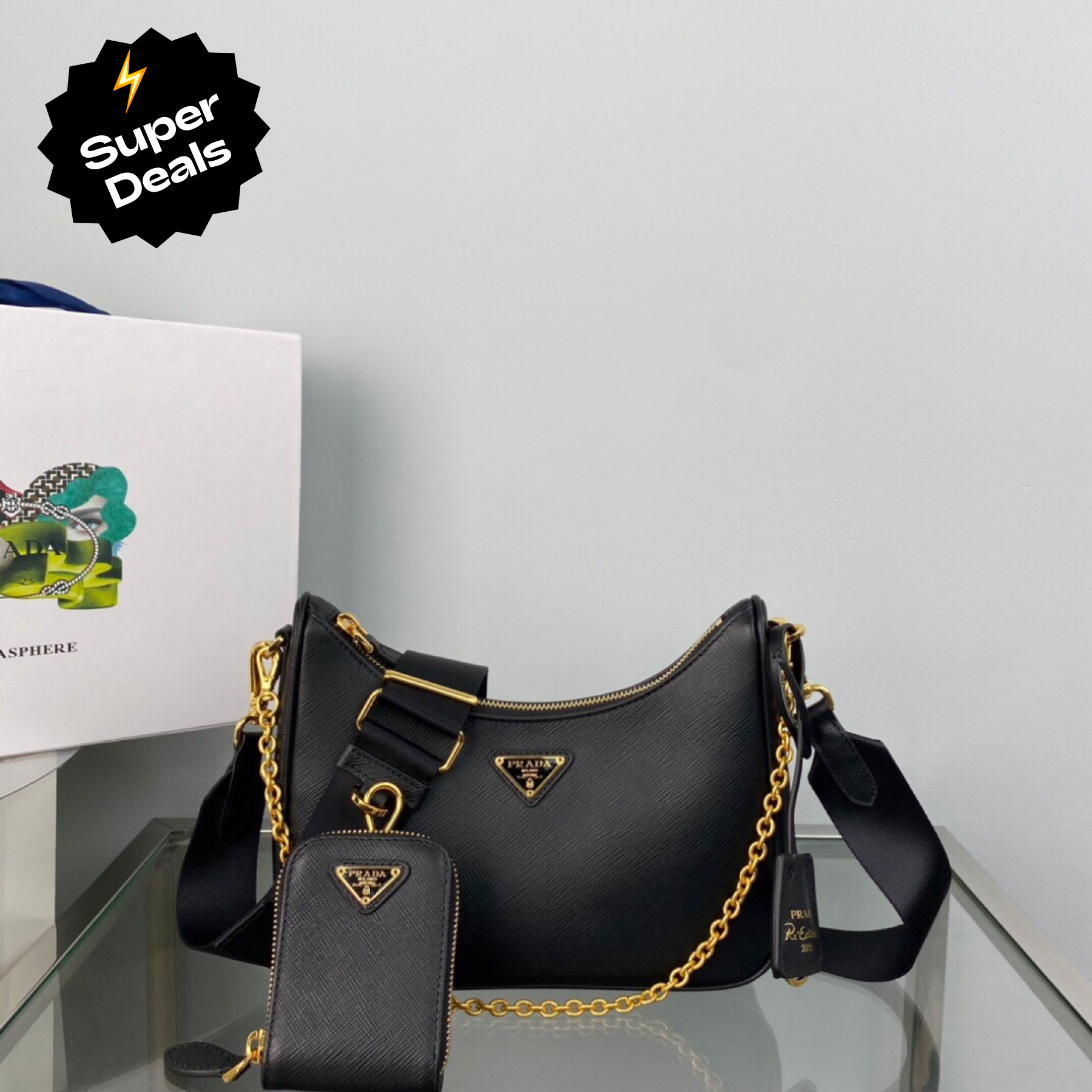 Saffiano texture Re-Edition 2005 Saffiano Leather Bag - Gorchic - $103.99