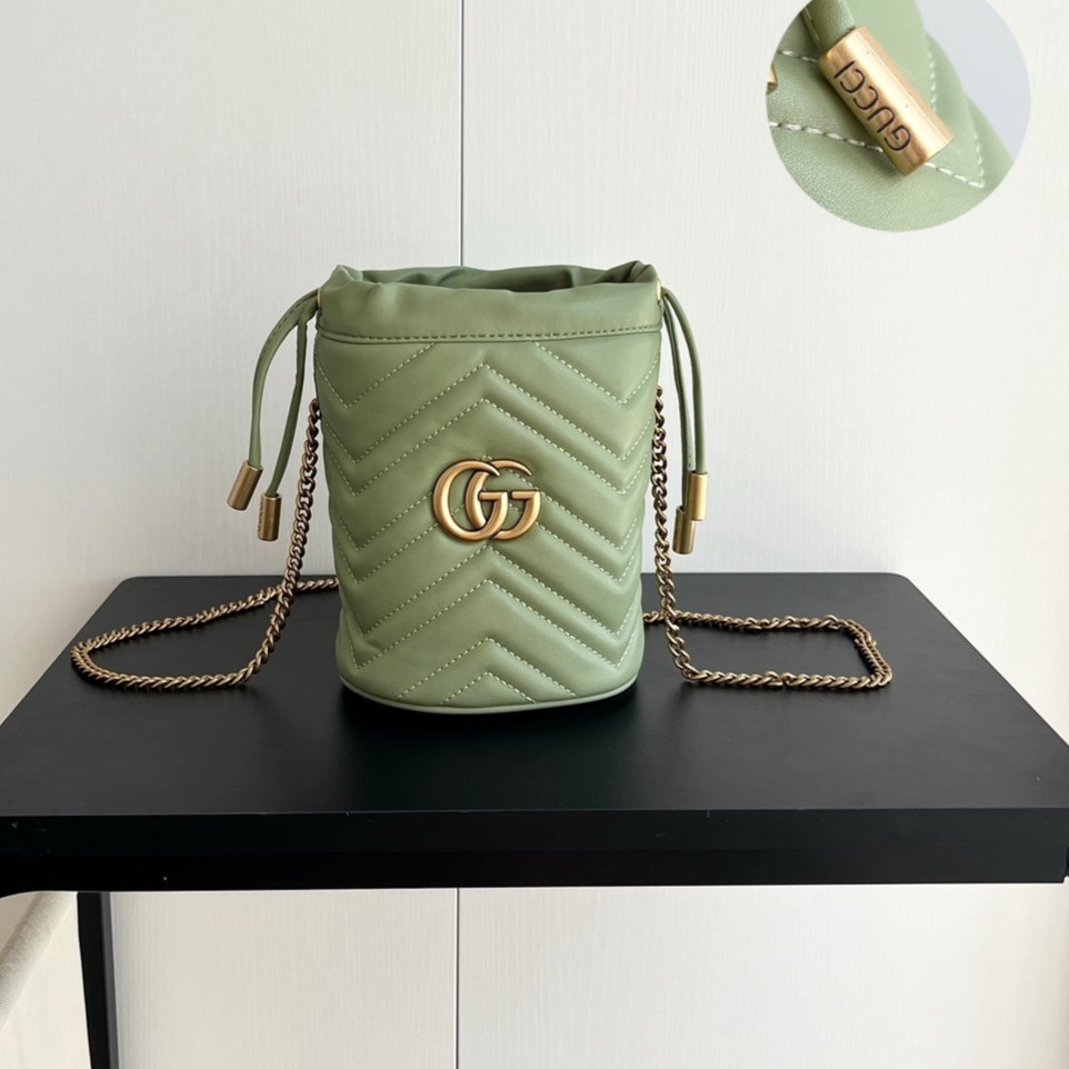 Double-G GG marmont mini bucket bag Green - Bag - Gorchic - $121.99
