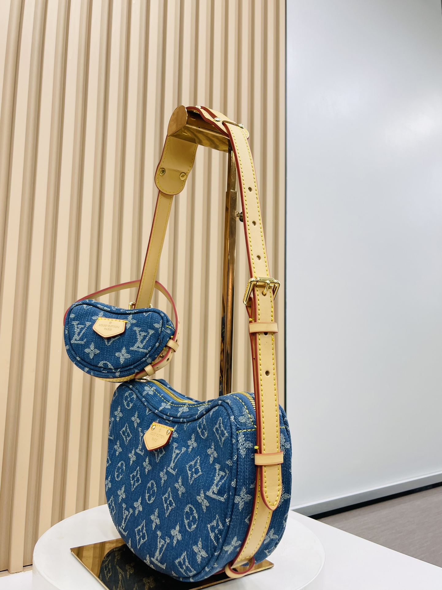 Designer Monogram New  Remix Croissant Denim MM Bag - Gorchic - $131.99