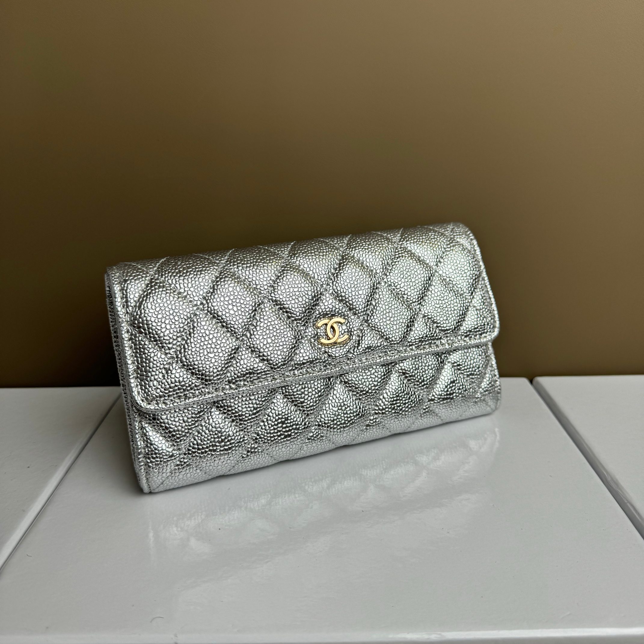 CC Inspired Counterfeit Caviar Leather Wallet-Sier Fish Seed Pattern Wallet - Gorchic - $59.99