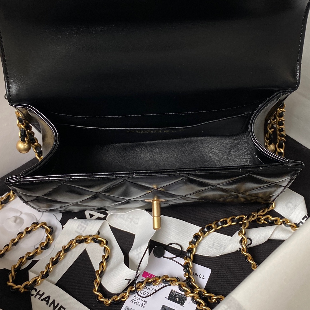 CC Inspired 24C Double Little Gold Balls Bag - Black Bag - Gorchic - $145.99