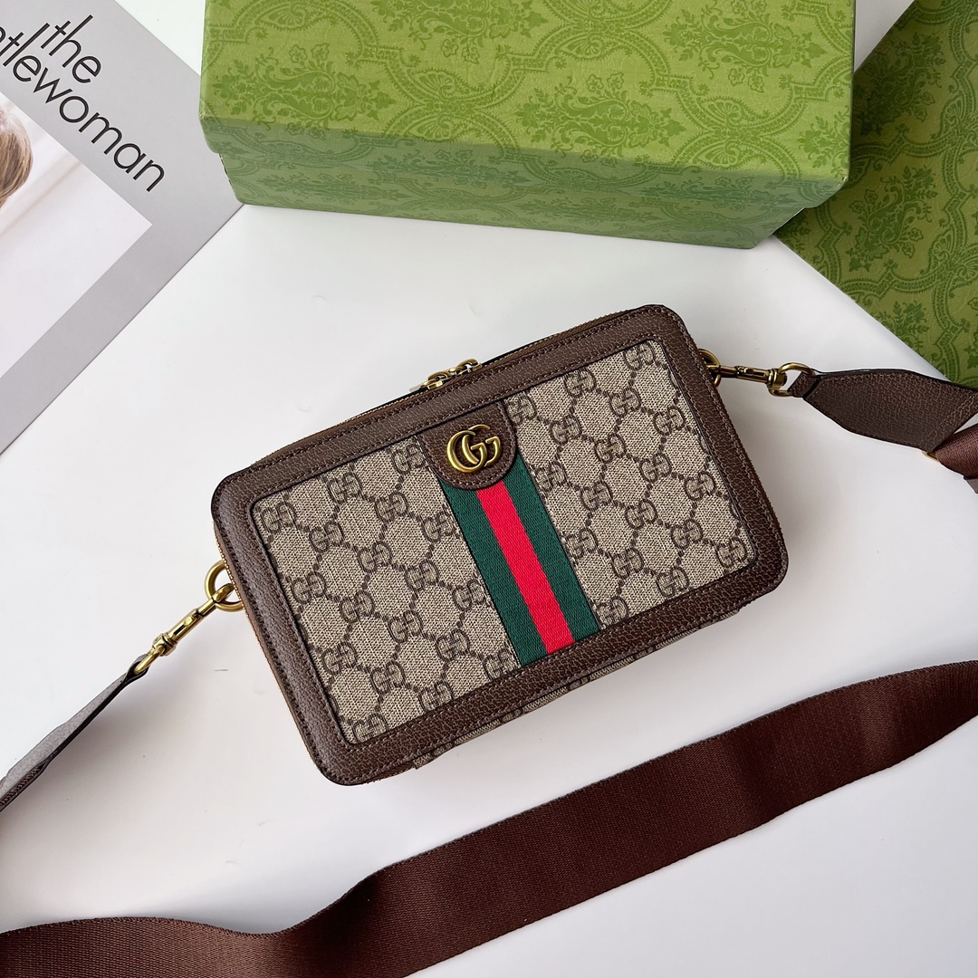 Double-G Ophidia Crossbody Brown leathe Bag - Gorchic - $142.99