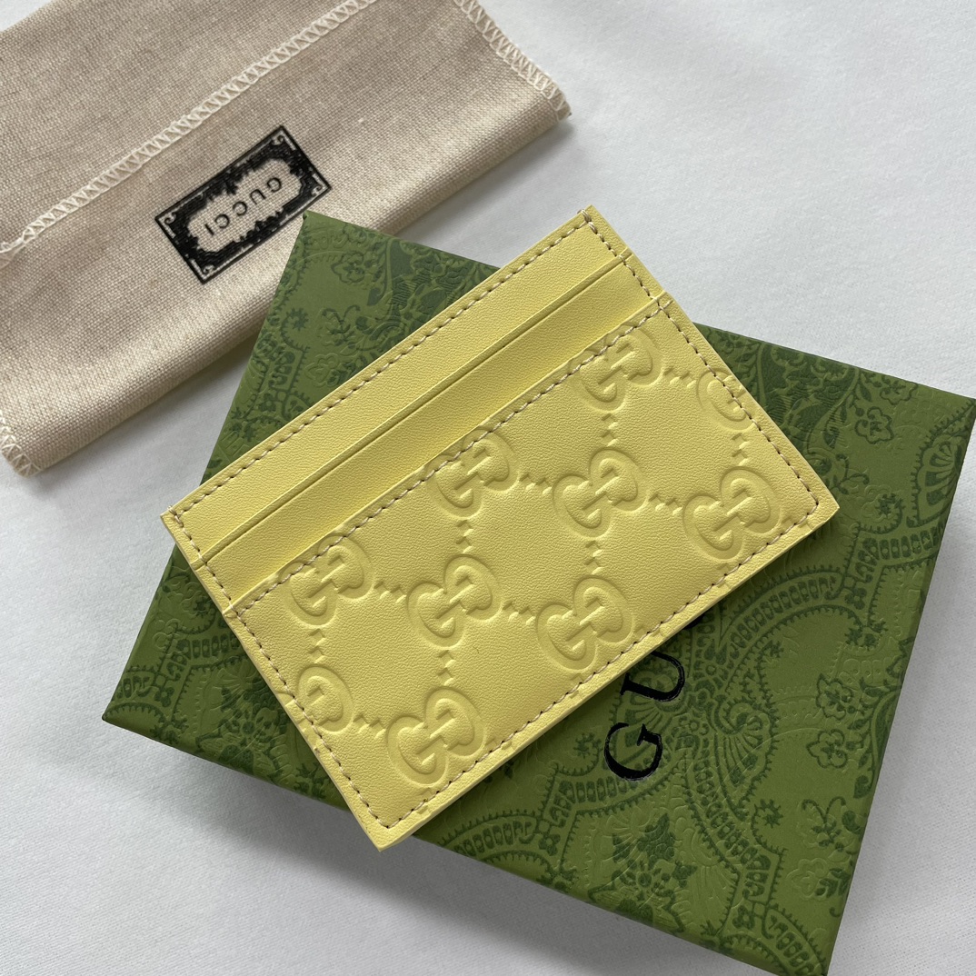 Double-G GG rubber-effect card case light yellow-wallet - Gorchic - $35.99