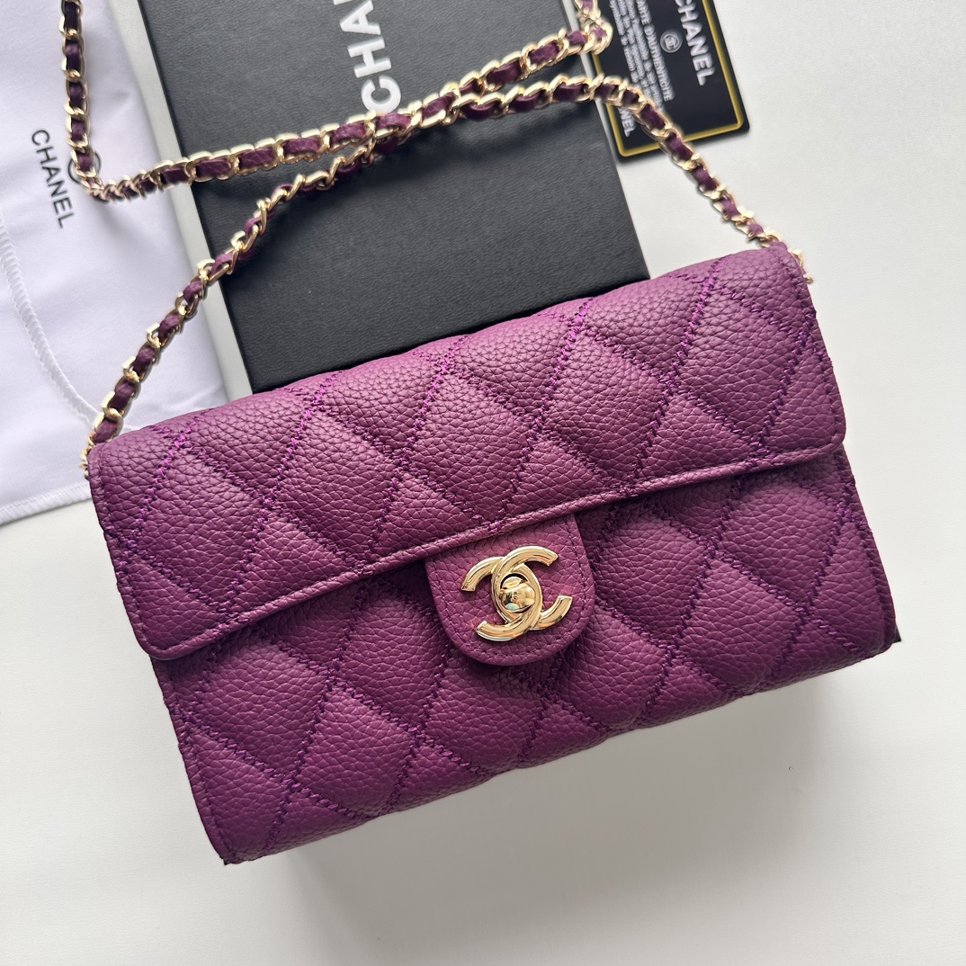 CC Inspired Chain Shoulder Crossbody Small Bag - Purple Bag - Gorchic - $101.99