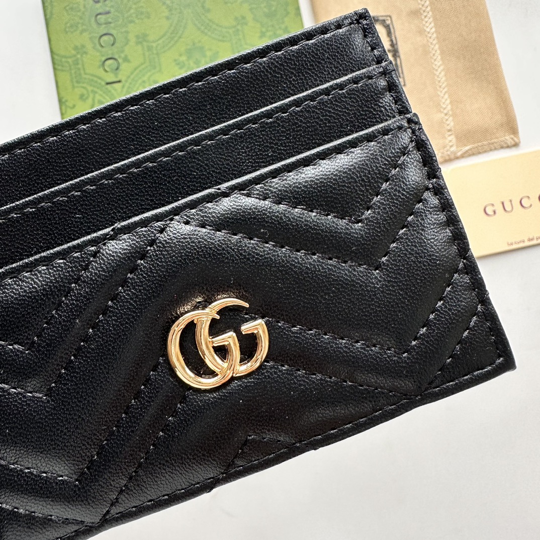 Double-G GG Marmont card case black leather-wallet - Gorchic - $39.99
