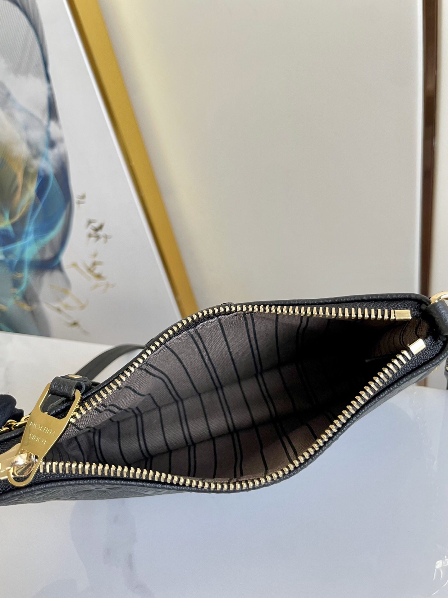 Designer Monogram Empreinte Monogram Leather Black Easy Pouch On Strap Shoulder Bag Black - Bag - Gorchic - $107.99