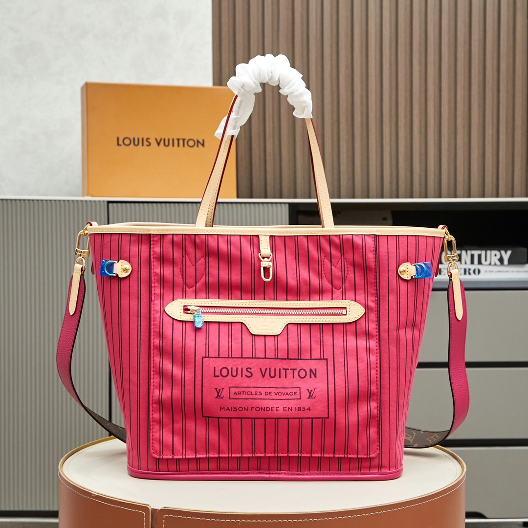 Designer Monogram Neverfull Bandoulière Inside Out MM Size Pink Pondichery Bag - Gorchic - $136.99