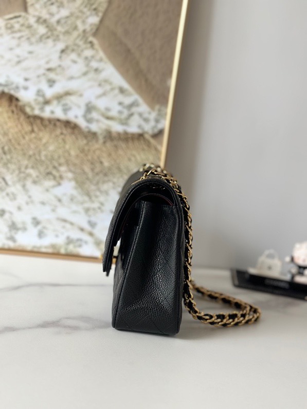 CC Inspired Classic Flag Bag Medium Classic Double Flap Bag Black Caviar Gold Hardware - Bag - Gorchic - $125.99