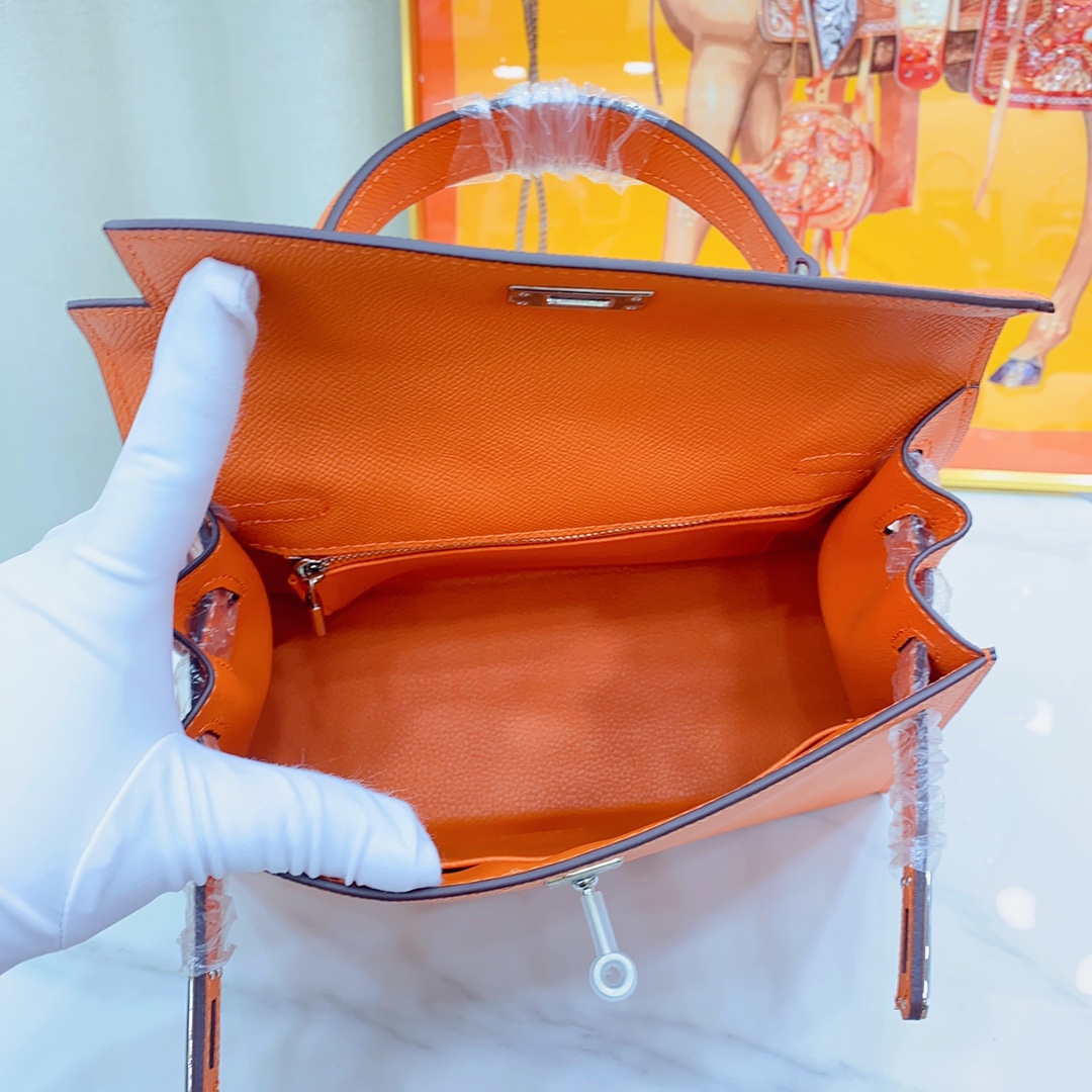 H-Inspired Kelly Haze Orange Silver Hardware - Bag - Gorchic - $156.99