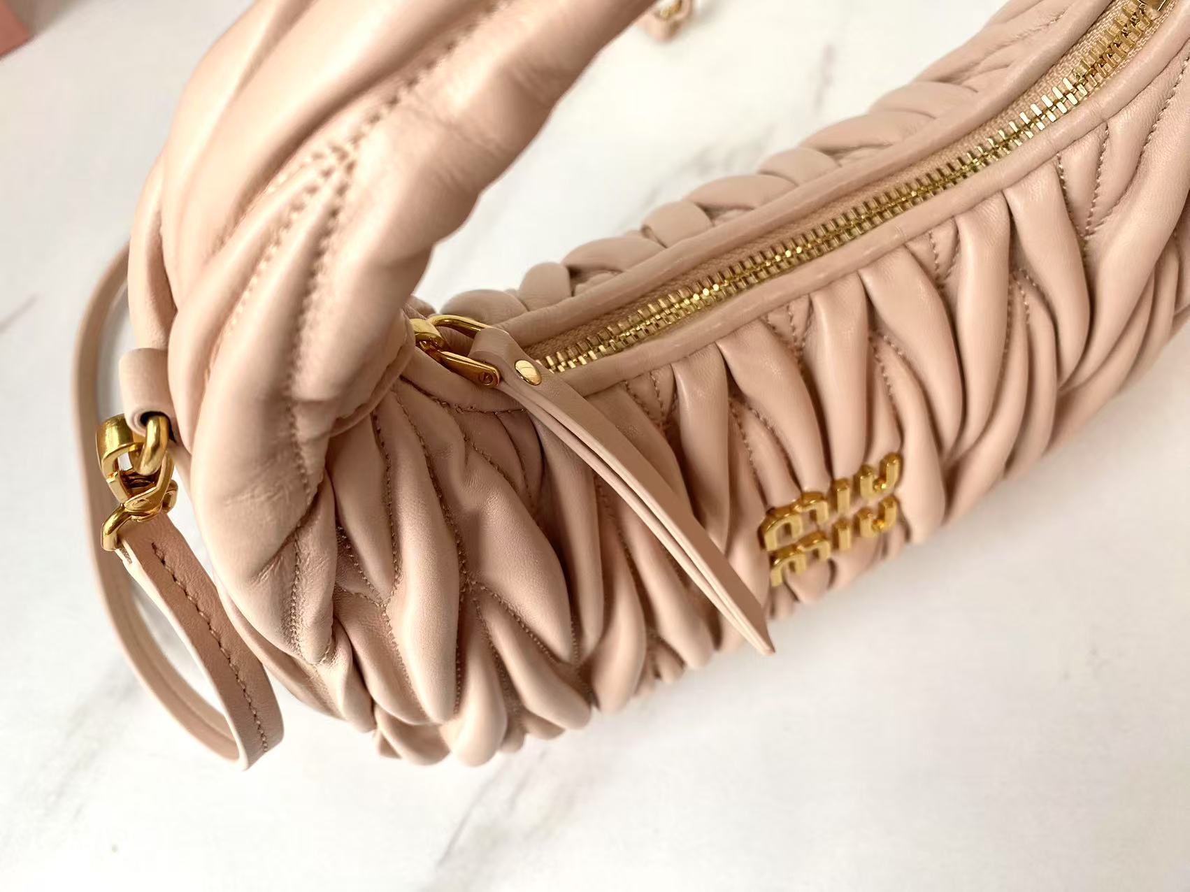 MU Wander matelassé nappa leather hobo bag - Gorchic - $114.99