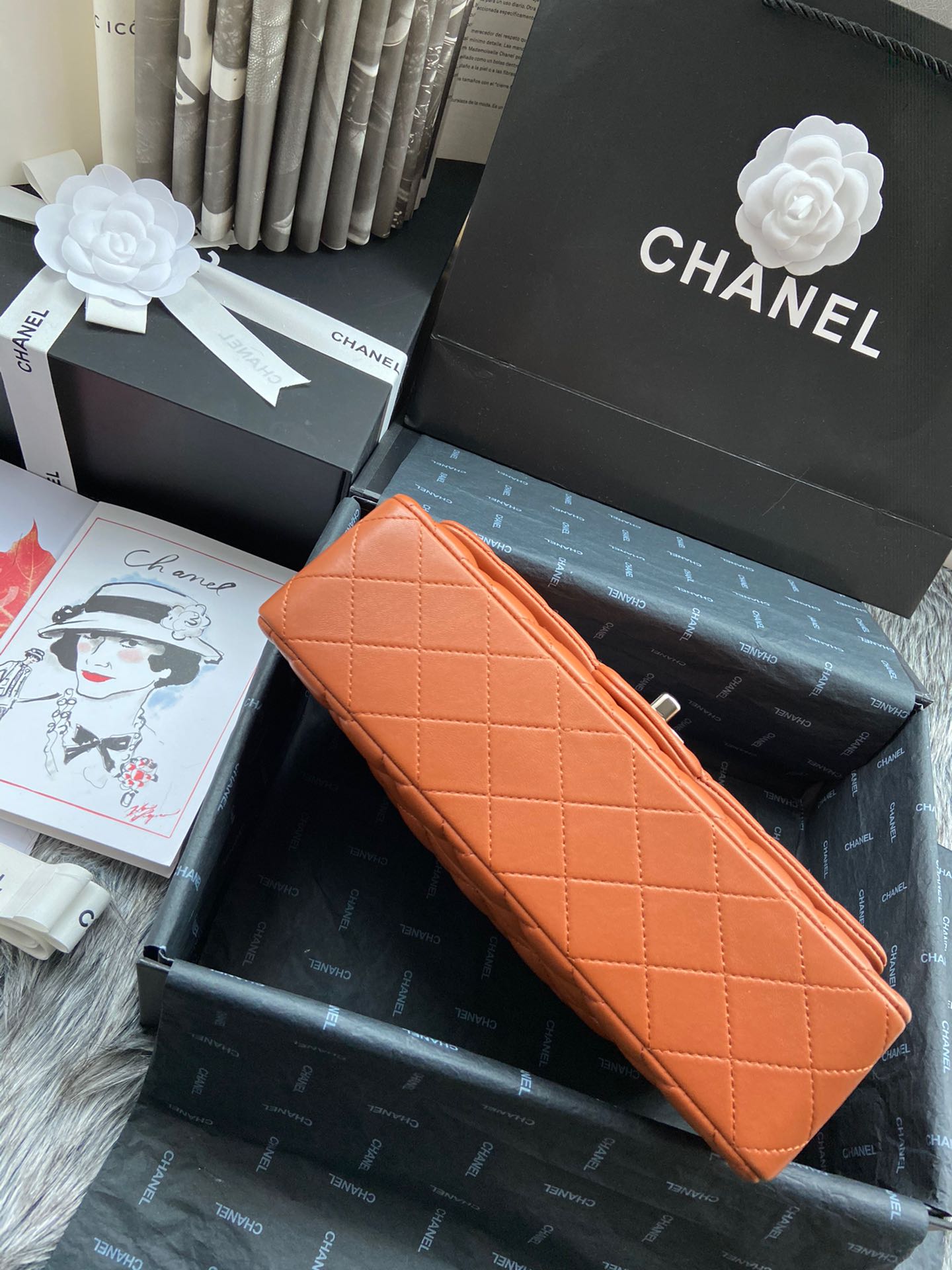 CC Inspired Classic Double Flap Bag Dark Caramel Sier Hardware - Bag - Gorchic - $122.99