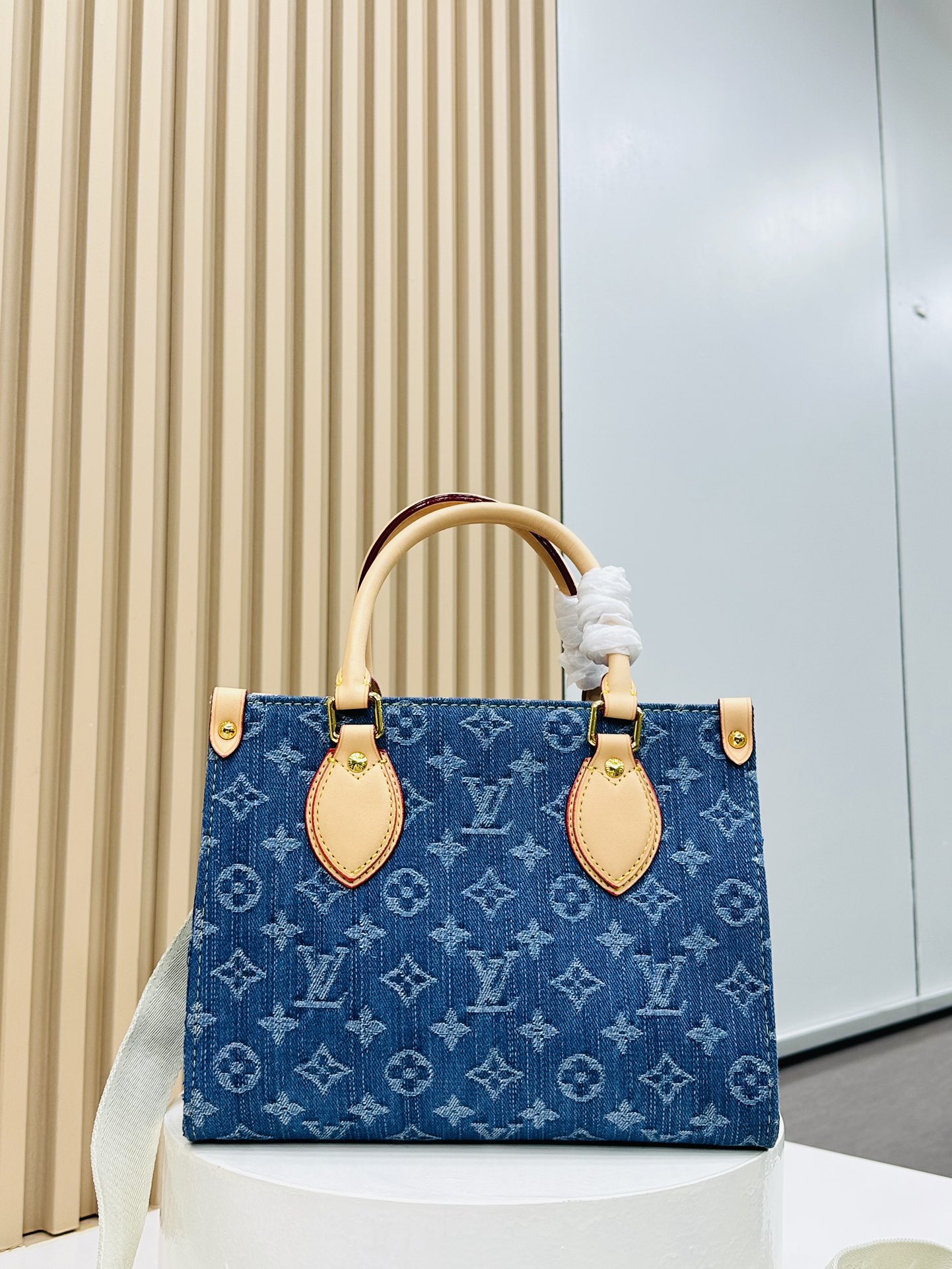 Designer Monogram Jacquard Denim Onthego Blue Bag - Gorchic - $114.99