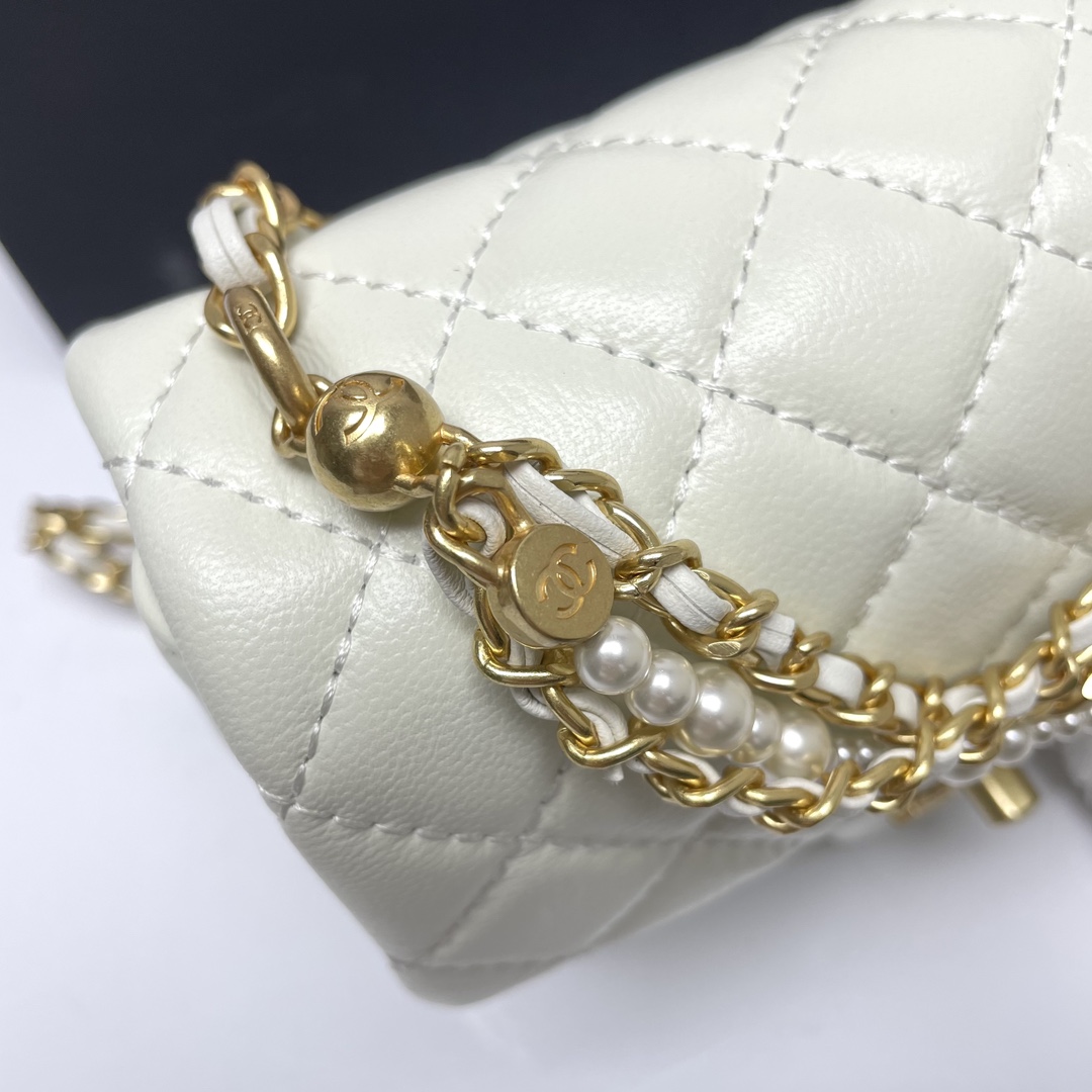 CC Inspired 17c Ivory Caviar Rectangle Mini Gold Hardware - Bag - Gorchic - $128.99