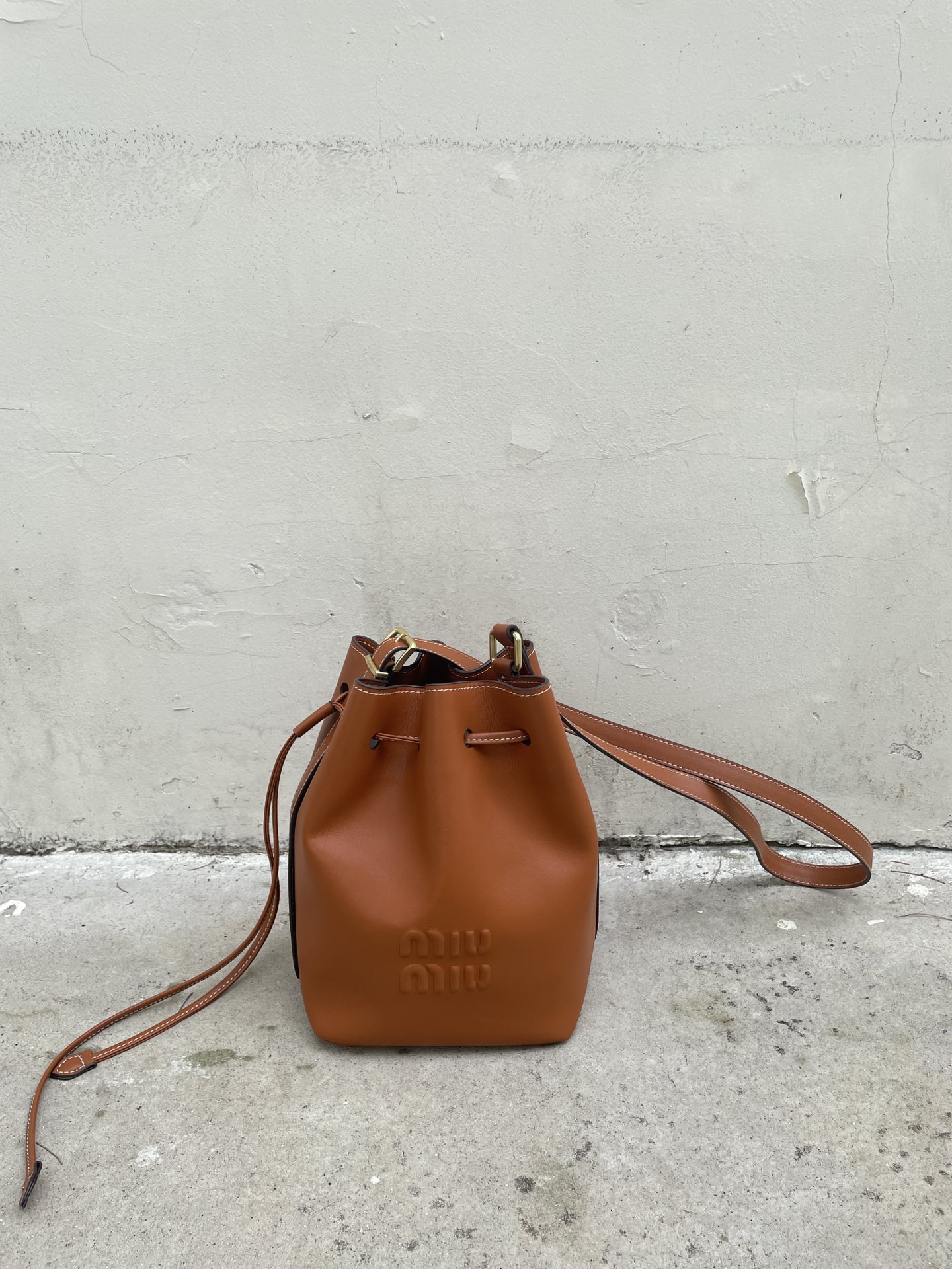 MU Leather bucket bag-Brown - Bag - Gorchic - $129.99