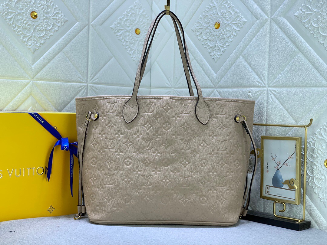 Designer Monogram Empreinte Leatherr Canvas Neverfull MM Turtledove Bag - Gorchic - $129.99