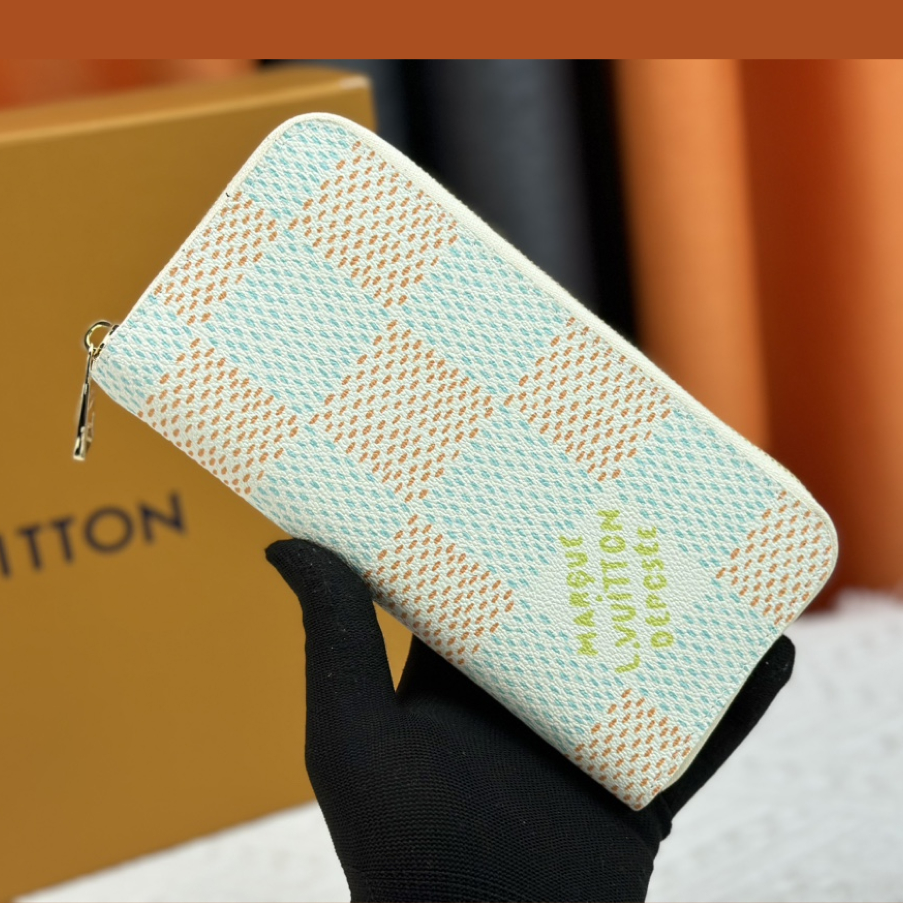 Designer Monogram  Zippy Wallet Vertical Canvas Wallet-Red With Blue Plaid  Wallet - Gorchic - $55.99