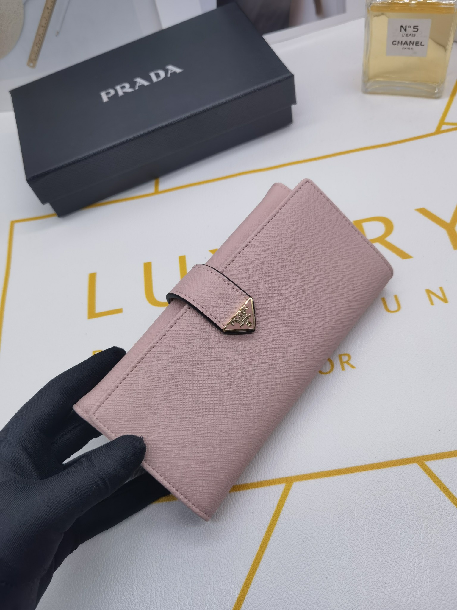 Saffiano texture Saffiano Leather Long Wallet- Pink Wallet - Gorchic - $65.99