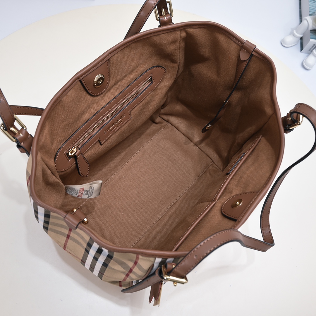 burbery Invisible War Horse Shopper - Checkered Brown Bag - Gorchic - $163.99