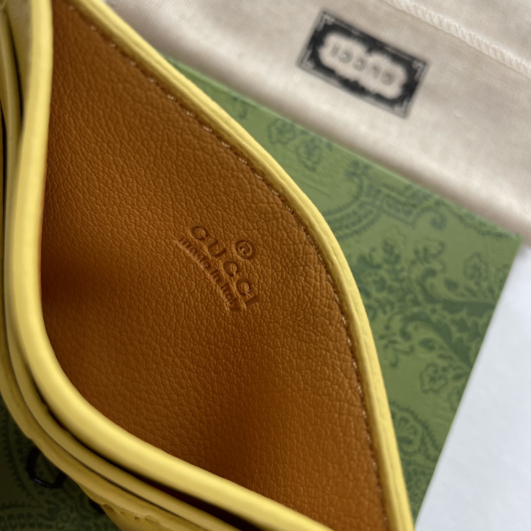 Double-G GG rubber-effect card case deep yellow-wallet - Gorchic - $35.99