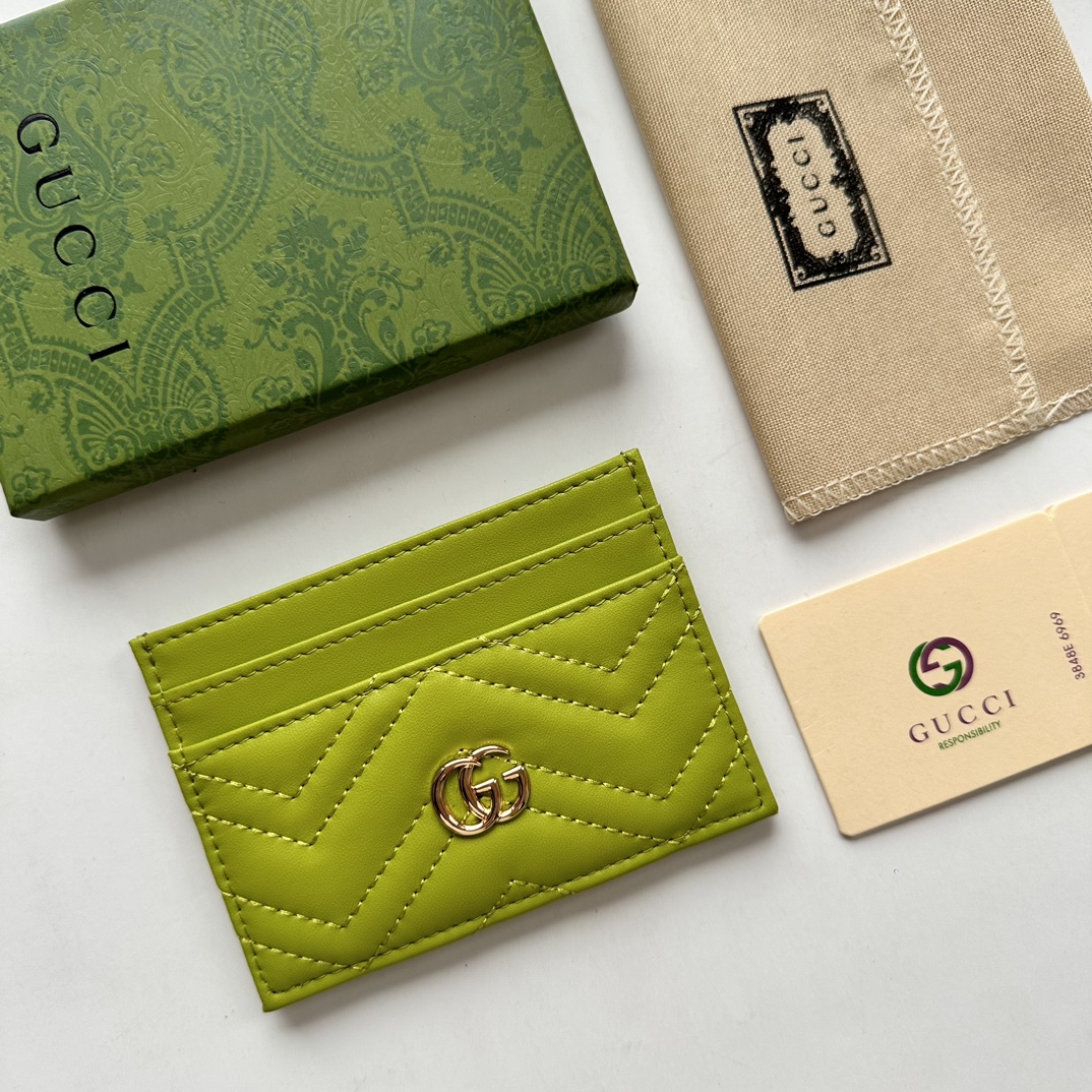 Double-G GG Marmont card case green leather-wallet - Gorchic - $39.99