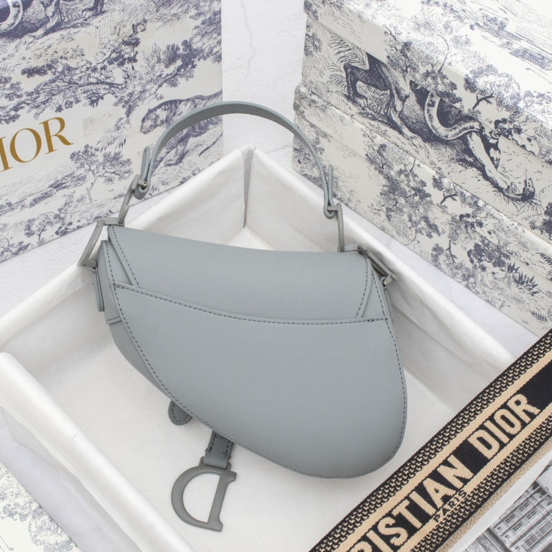 D Inspired SADDLE Bag Gray Ultramatte Calfskin M0446ILLO_M41G - Bag - Gorchic - $138.99