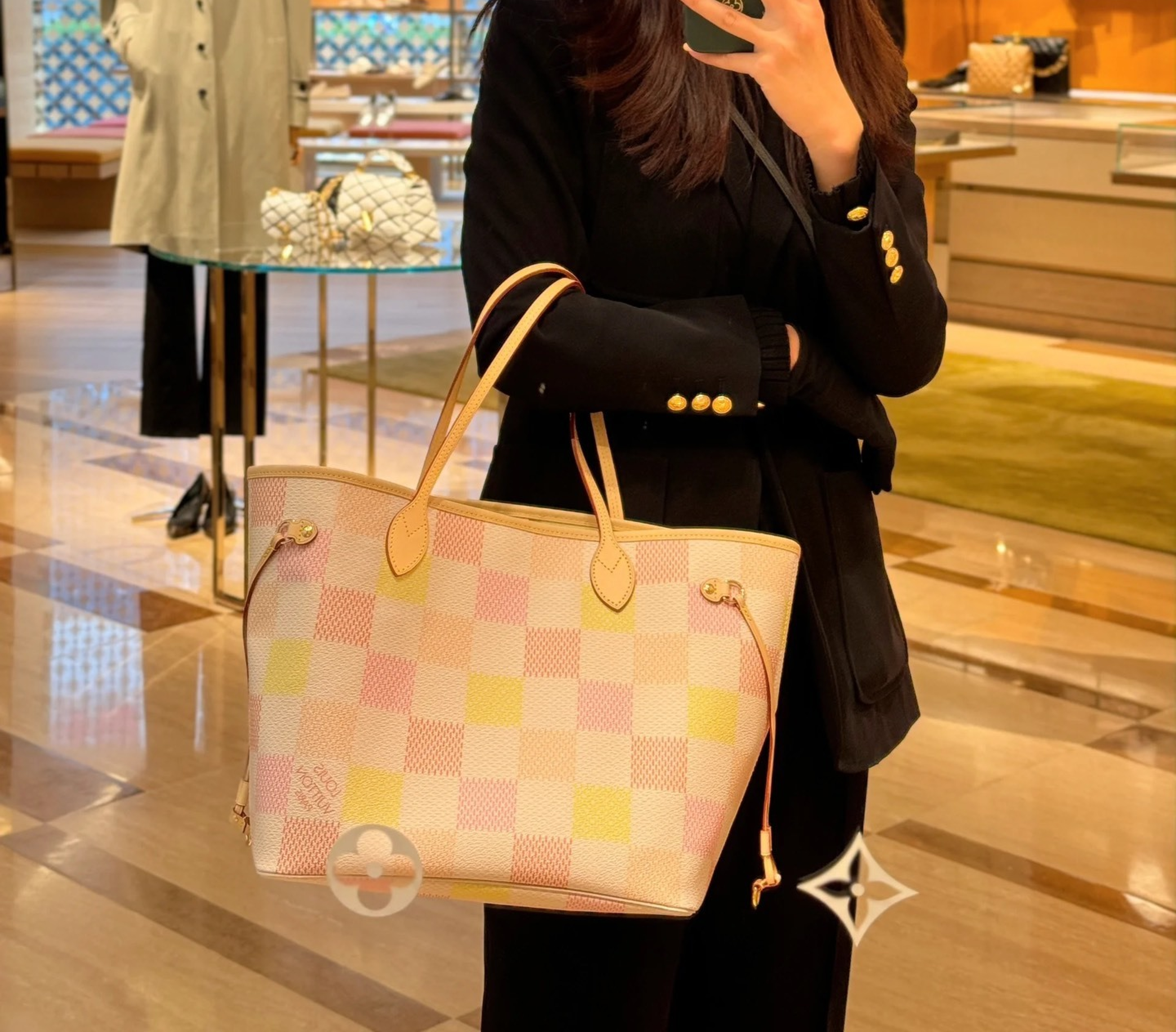 Designer Monogram Neverfull MM Pastel Medium Shopping Bag - Gorchic - $124.99