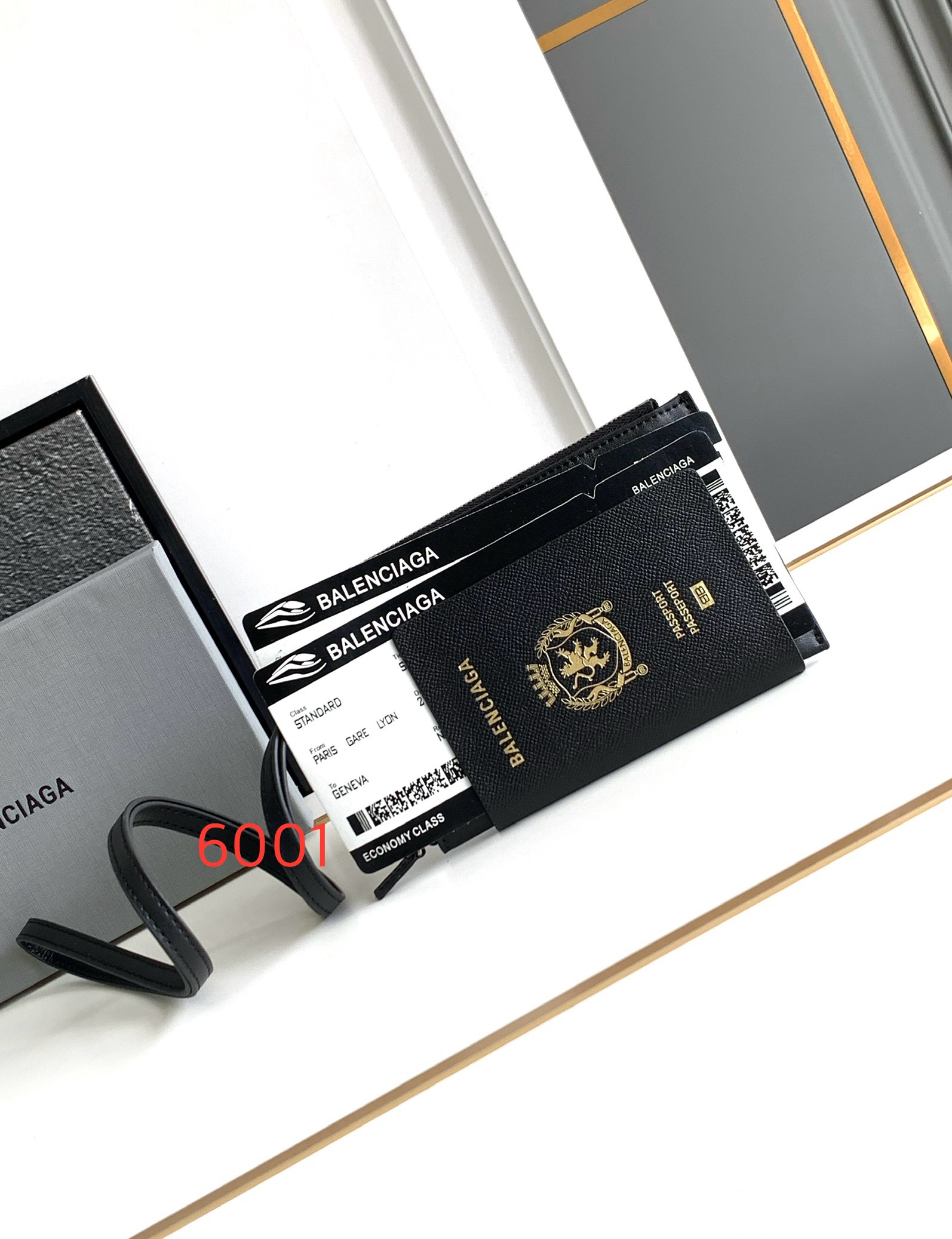 Hourglass iconic Men's Black Passport Long Wallet 1 Ticket - Bag - Gorchic - $139.99