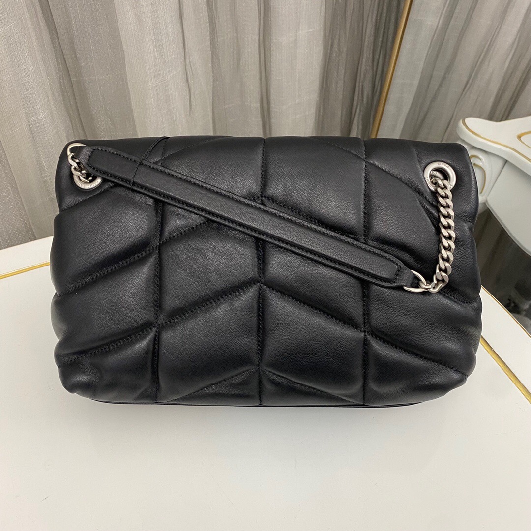 Lady Designer Loulou Puffer Small Quilted Leather Shoulder Bag Black - Bag - Gorchic - $183.99