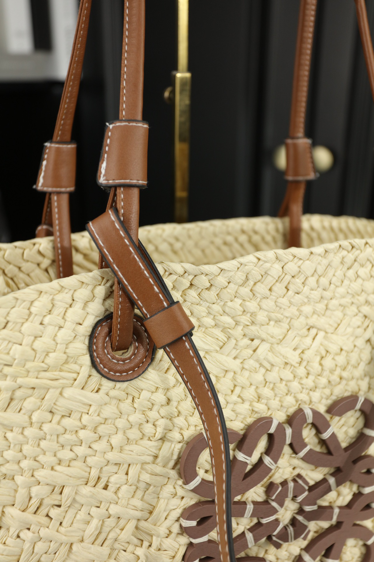 Puzzle iconic Small Anagram basket Raffia Tote Bag - Gorchic - $124.99