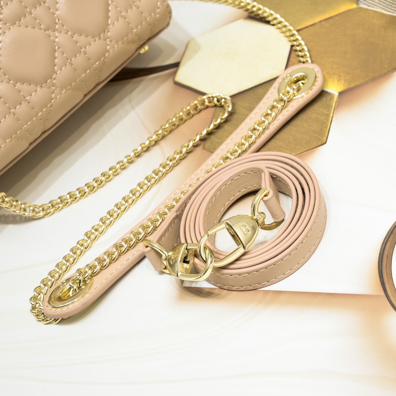 D Inspired Mini Lady D Inspired Bag Sand Pink Cannage Calfskin - Bag - Gorchic - $138.99