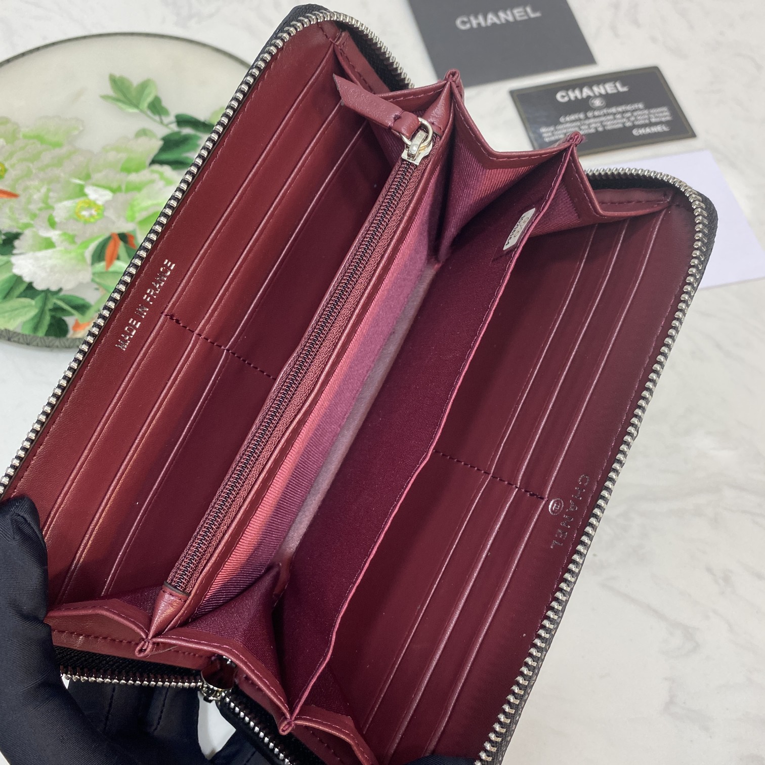 CC Inspired Caviar Chevron Quilted Wallet -Fishseed Pattern Sier Wallet - Gorchic - $52.99